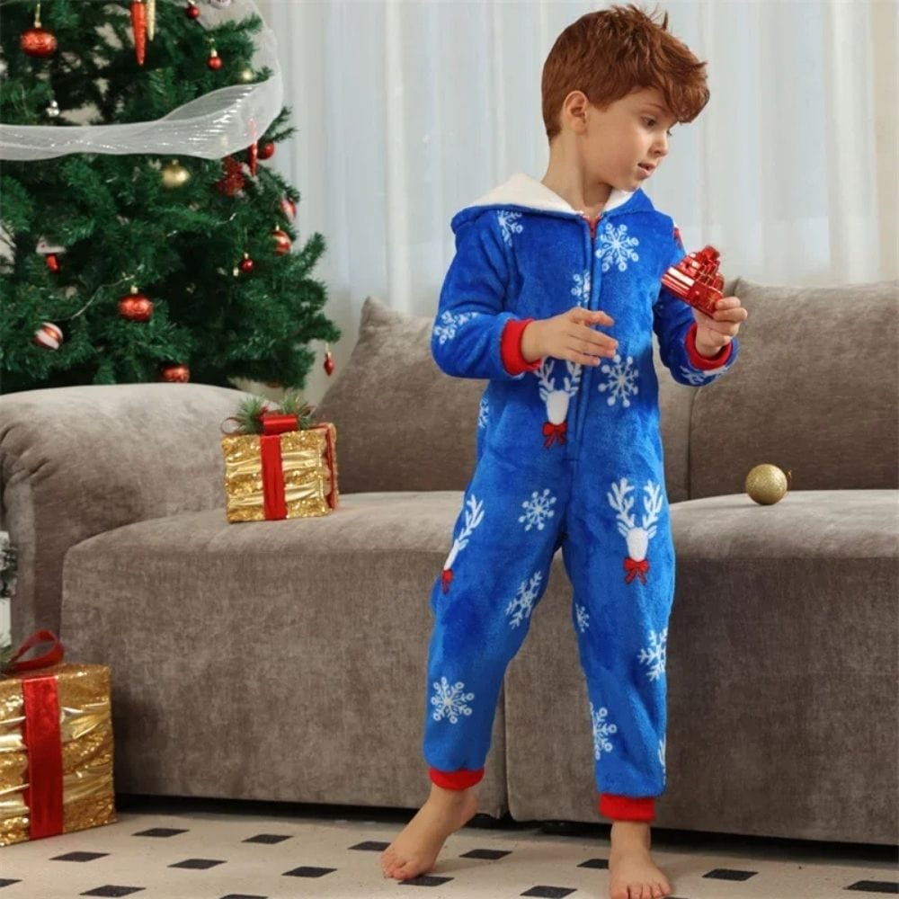 Pyjama Combinaison Hiver Pour Toute La Famille Bleu / Enfant 1-2Y