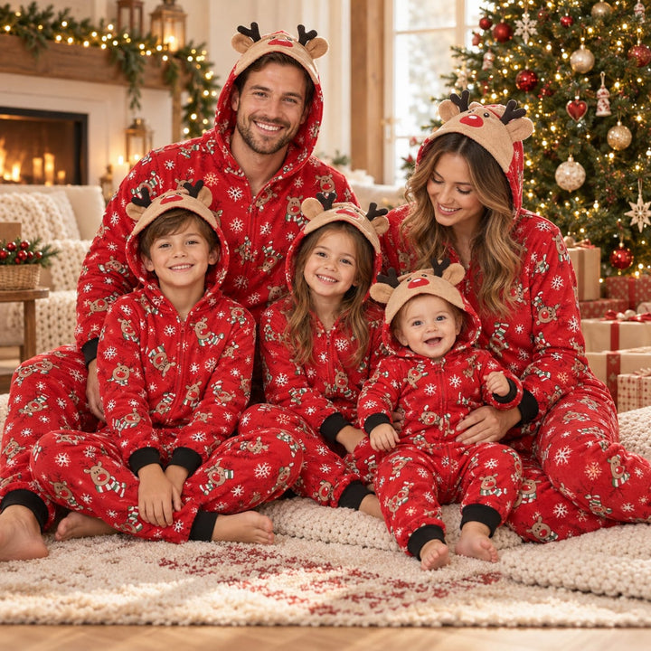 Weihnachts-Onesie für die Familie – Rot / Damen – XL