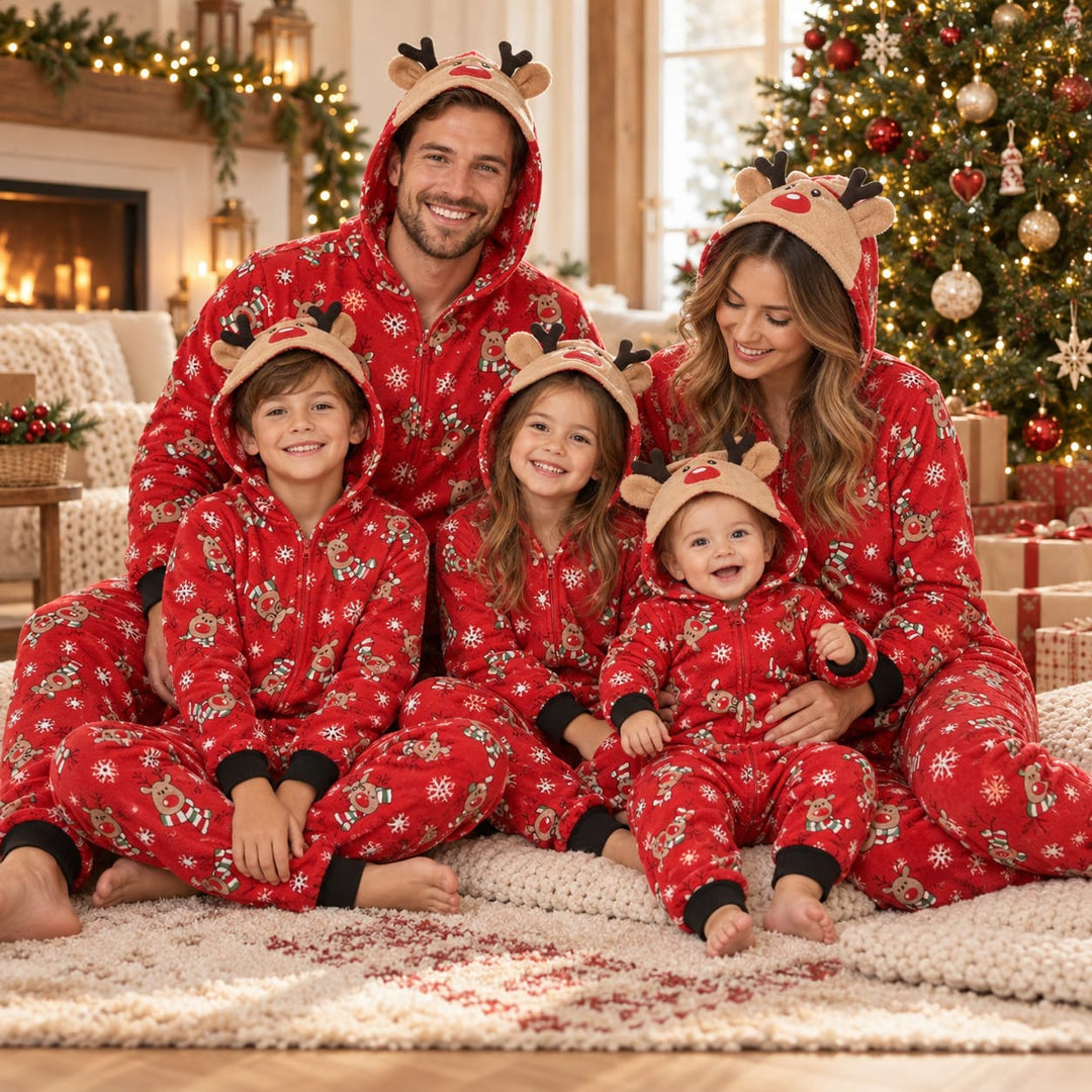 Weihnachts-Onesie für die Familie – Rot / Damen – XL