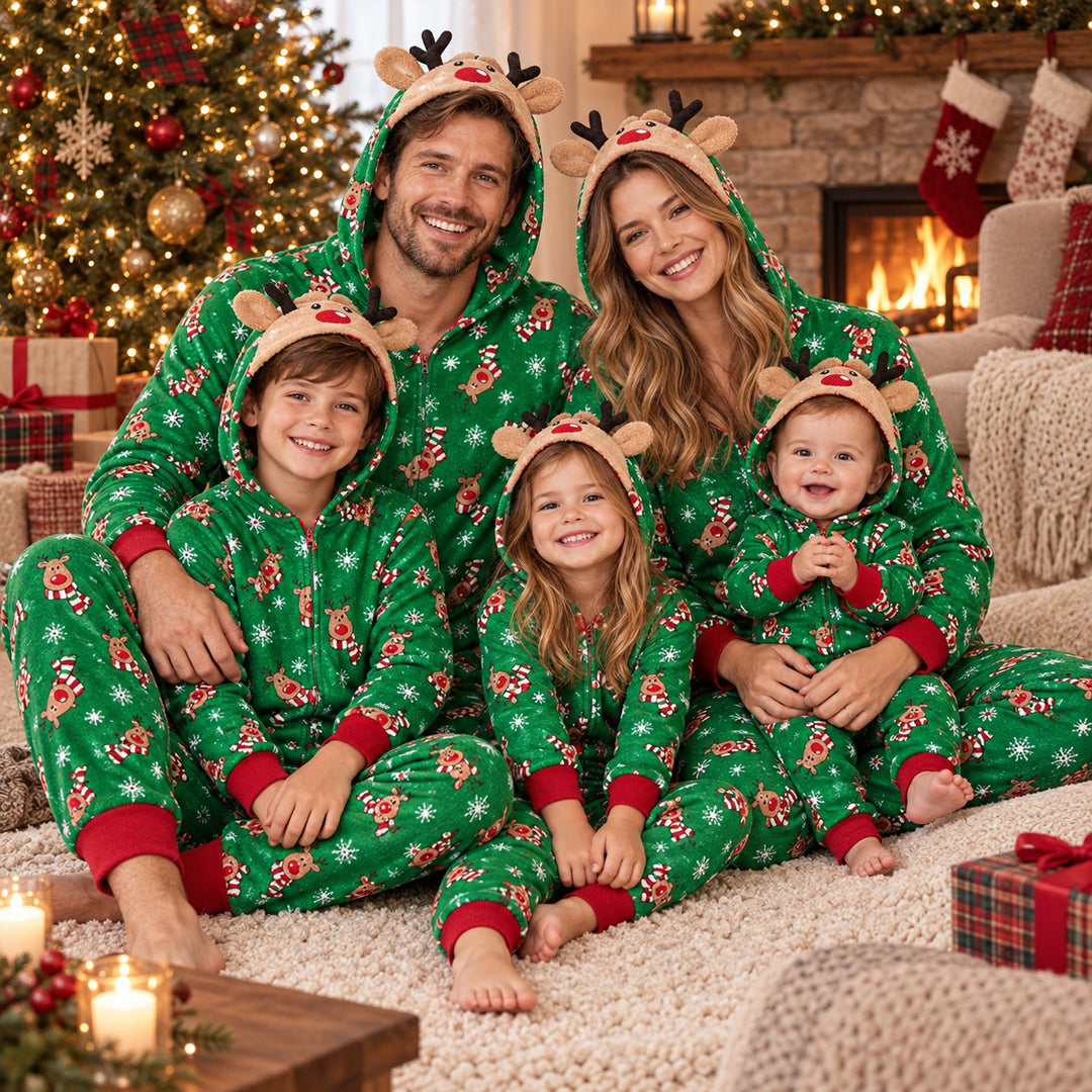 Weihnachts-Onesie für die Familie – Grün / Kind – 9 Jahre