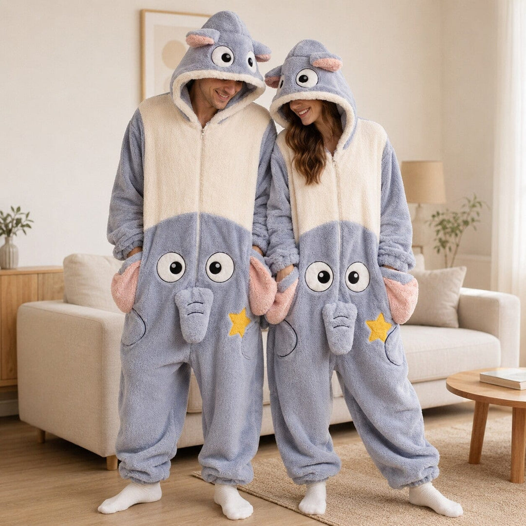 Pyjama Couple Drôle Éléphant gris / Femme – L