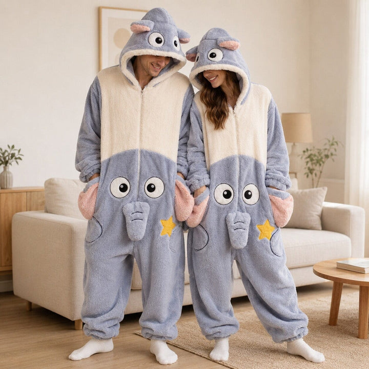 Pyjama Couple Drôle Éléphant gris / Femme – L