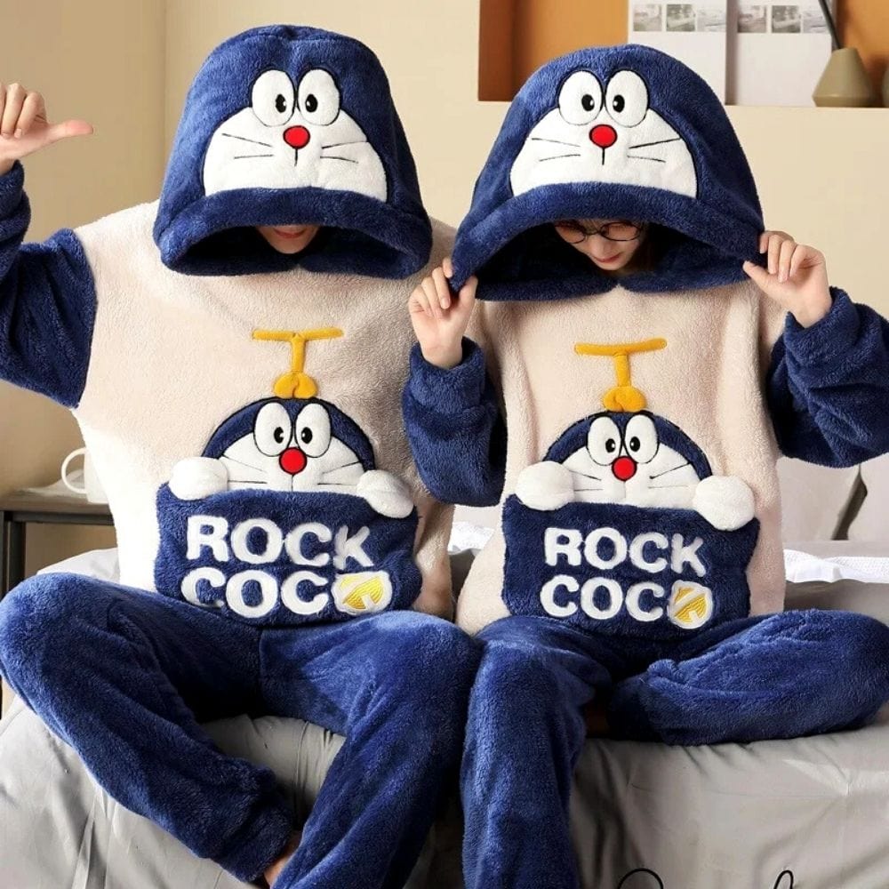 Pyjama Couple Drôle Bleu / Femme-M