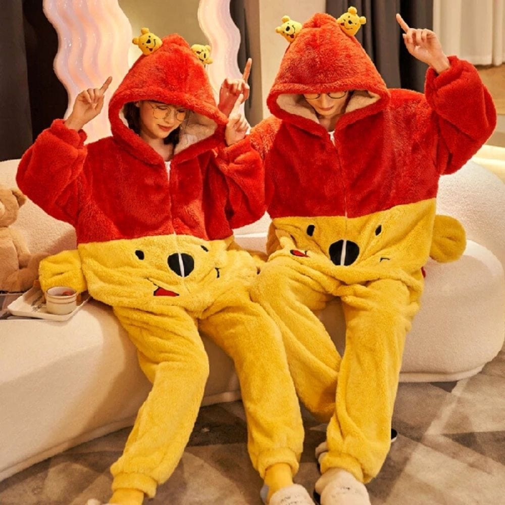 Pyjama Couple Fun Rouge Jaune / Femme-M