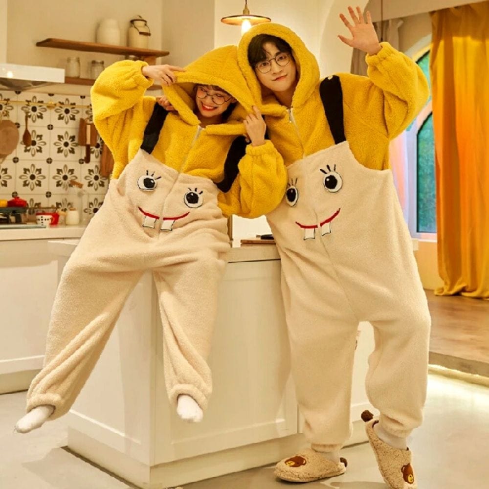 Pyjama Couple Grenouillère Jaune / Femme-M