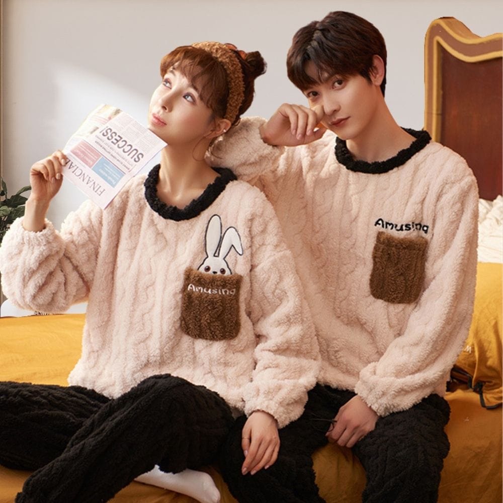 Pyjama Couple Hiver Beige / S-Femme