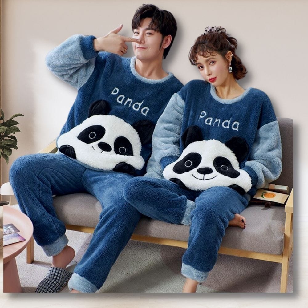 Pyjama Couple Panda Bleu / S-Femme