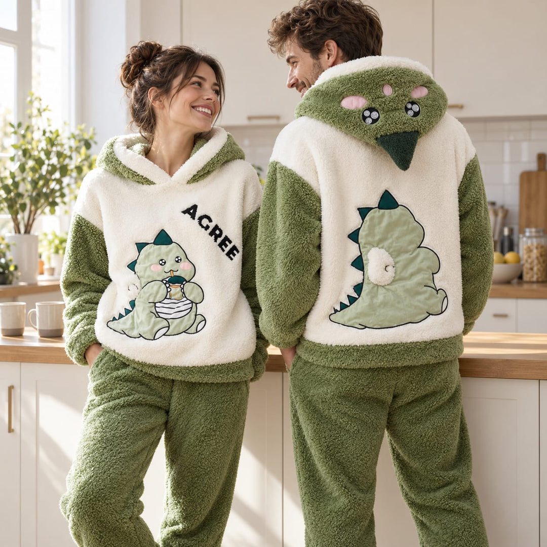 Dinosaurier-Pyjama für Paare in Grün