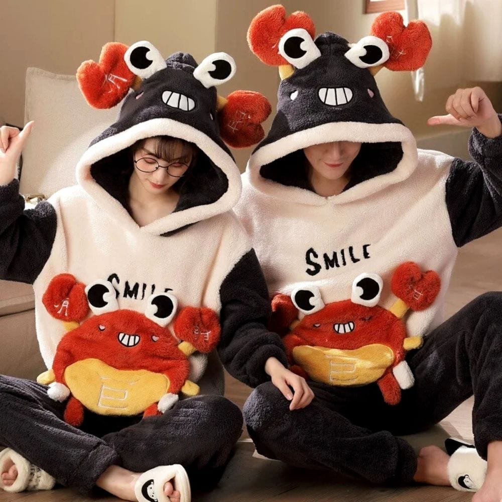 Pyjama Couple Rigolo Noir Blanc / Femme-M