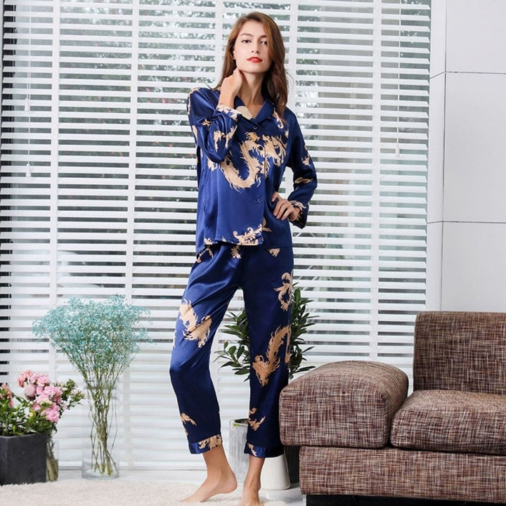Pyjama Couple (Satin) Bleu-Femme / S