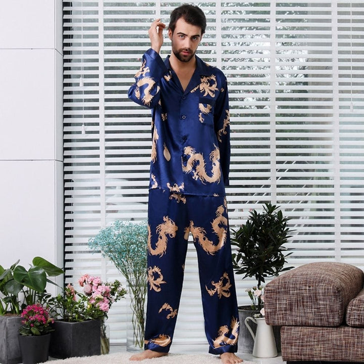 Pyjama Couple (Satin) Bleu-Homme / S