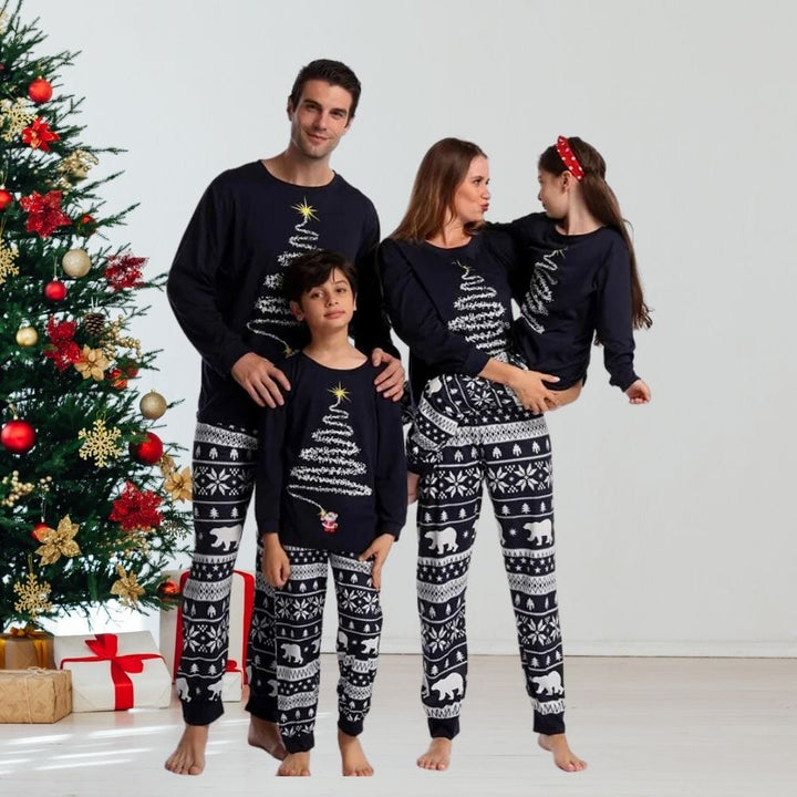 Pyjama De Noel Frère Et Soeur Bleu-Marine / Père XL