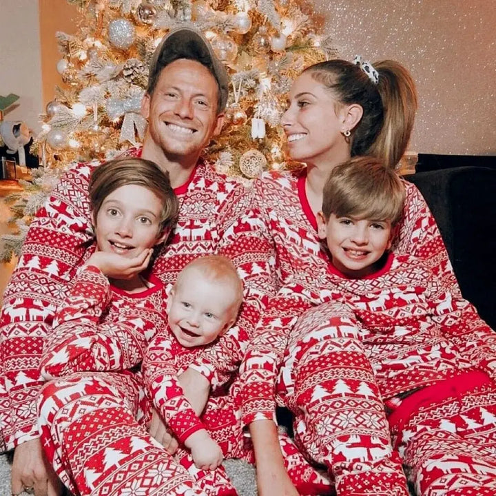 Pyjama De Noel Papa Maman Bébé Rouge / Mère S