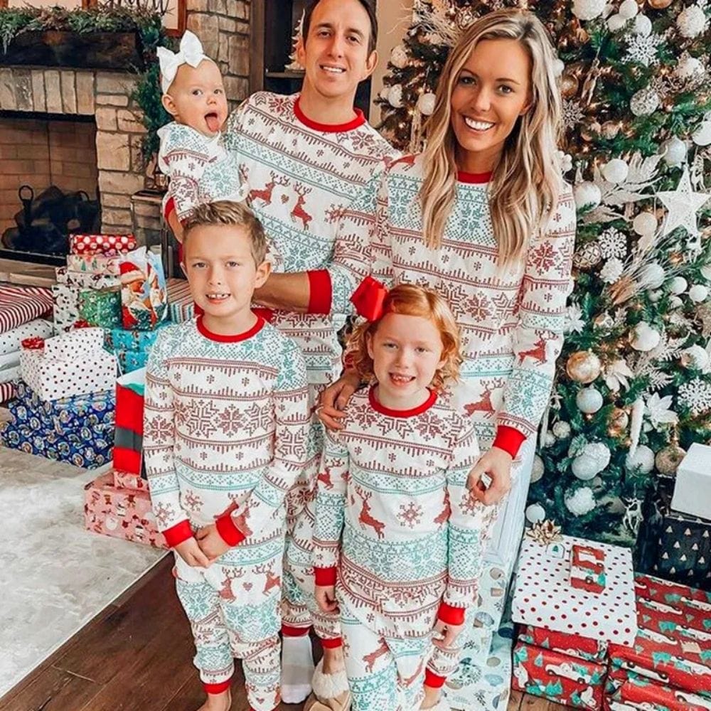 Blanc-Rouge / Mère S Pyjamas Noel Famille