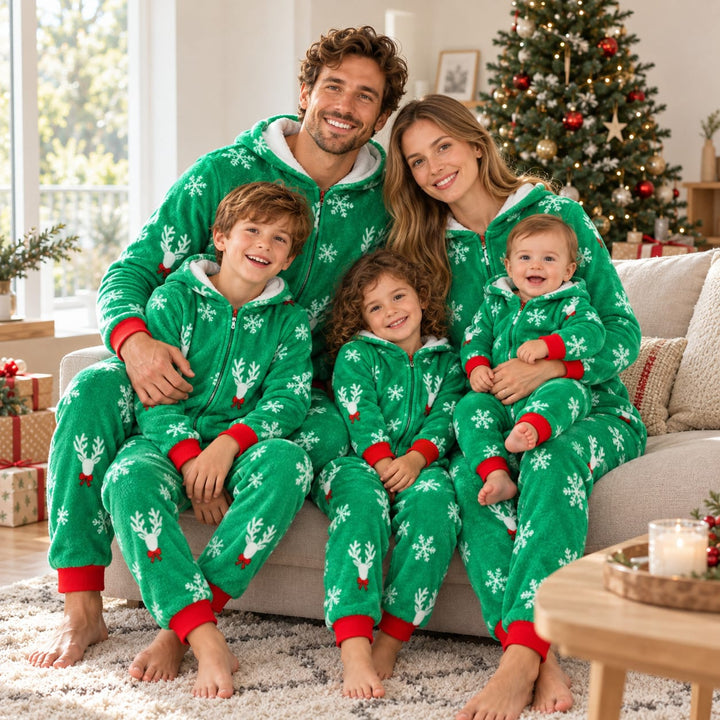 Grüner Weihnachts-Onesie für die Familie