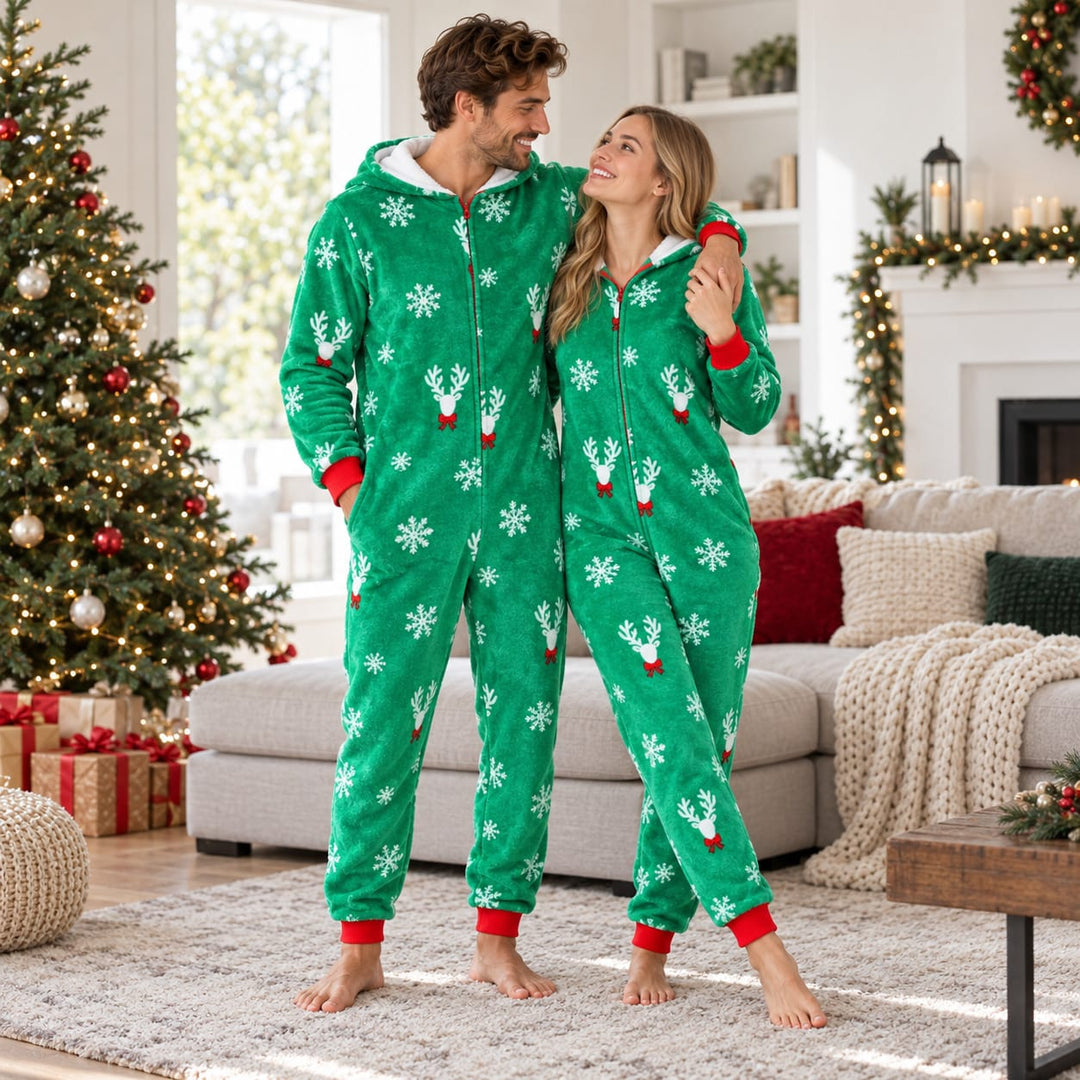 Grüner Weihnachts-Onesie für die Familie