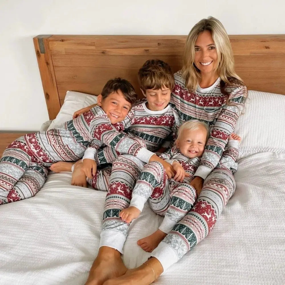 Pyjama Noel Assorti Famille Blanc / Mère S
