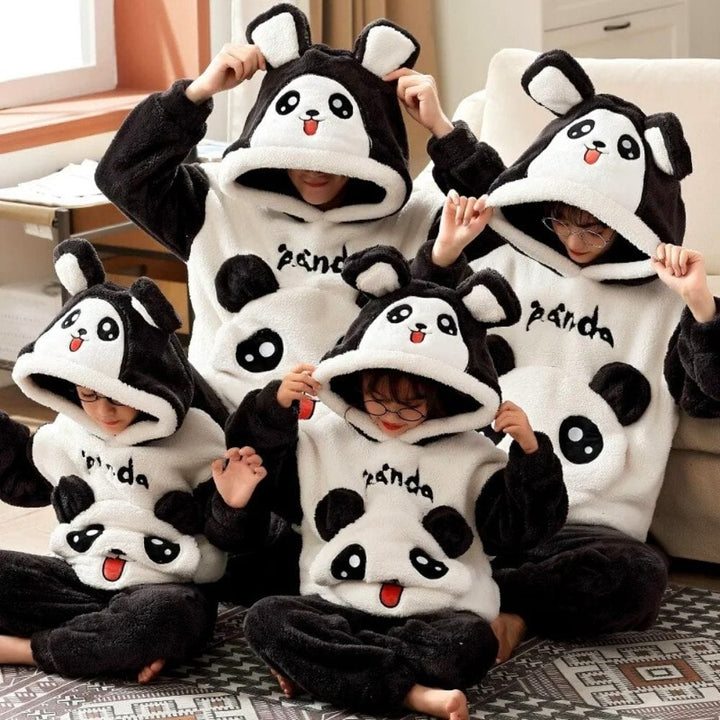 Pyjama Polaire Famille Noir Blanc / Maman-S