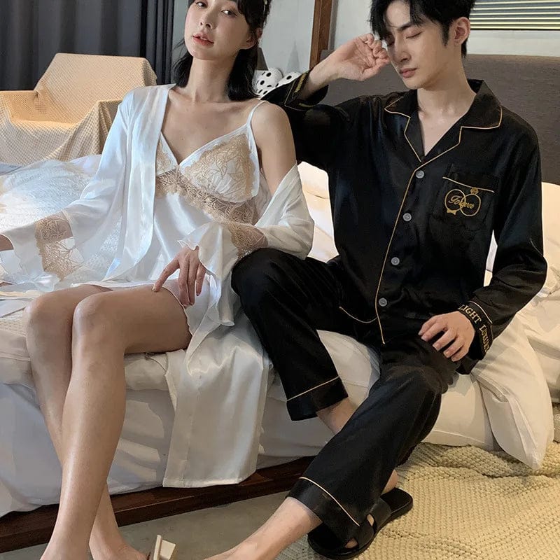 Pyjama Sexy Couple Blanc / Femme-M