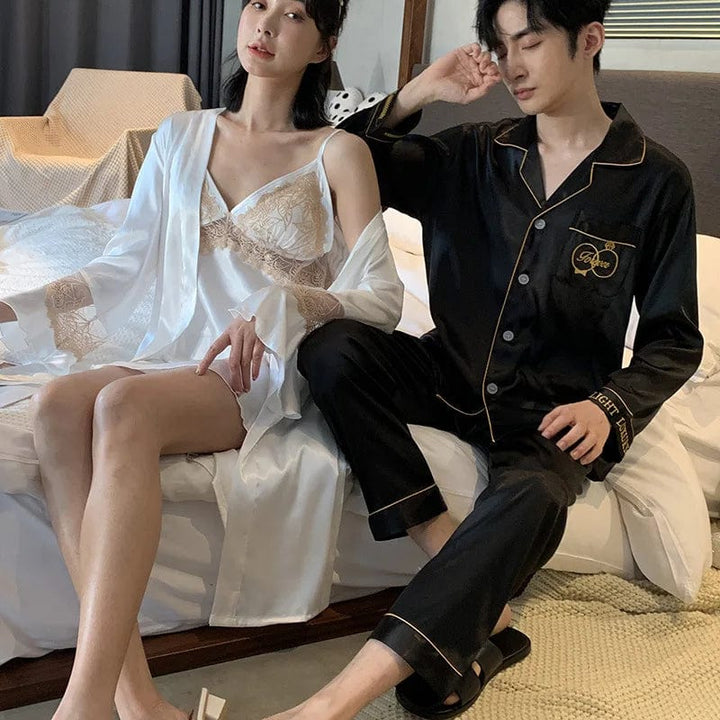 Pyjama Sexy Couple Blanc / Femme-M