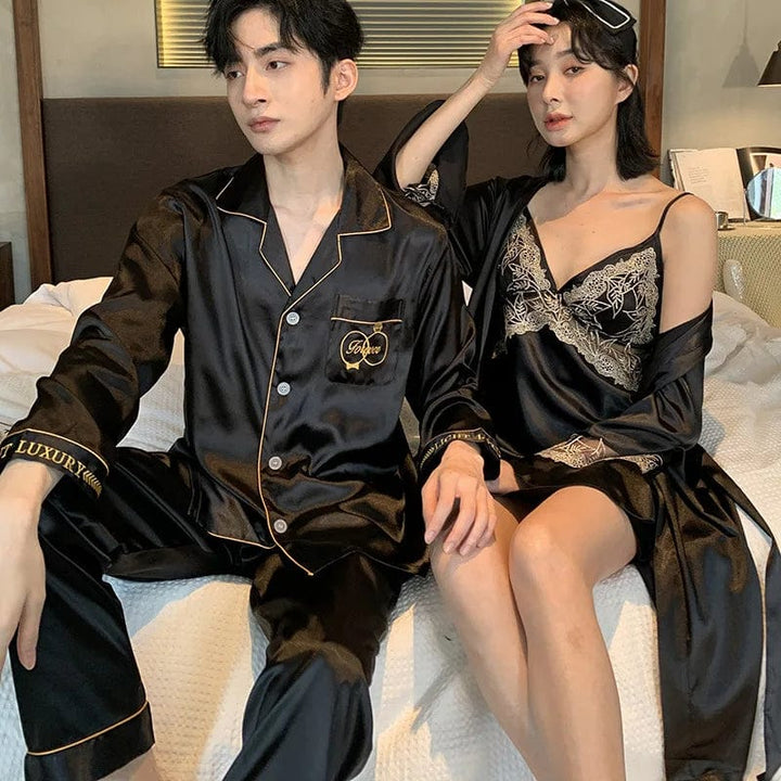 Pyjama Sexy Couple Noir / Femme-M