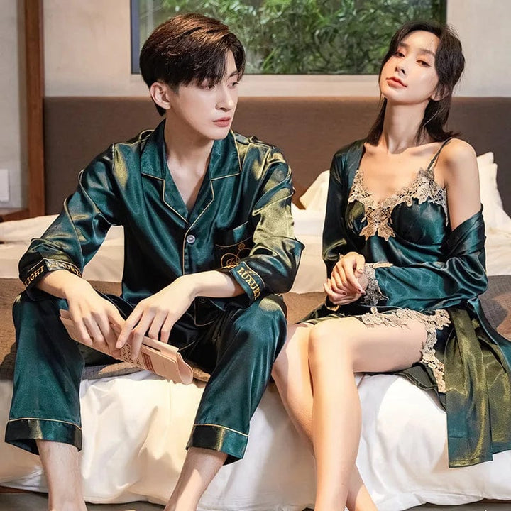 Pyjama Sexy Couple Vert / Femme-M