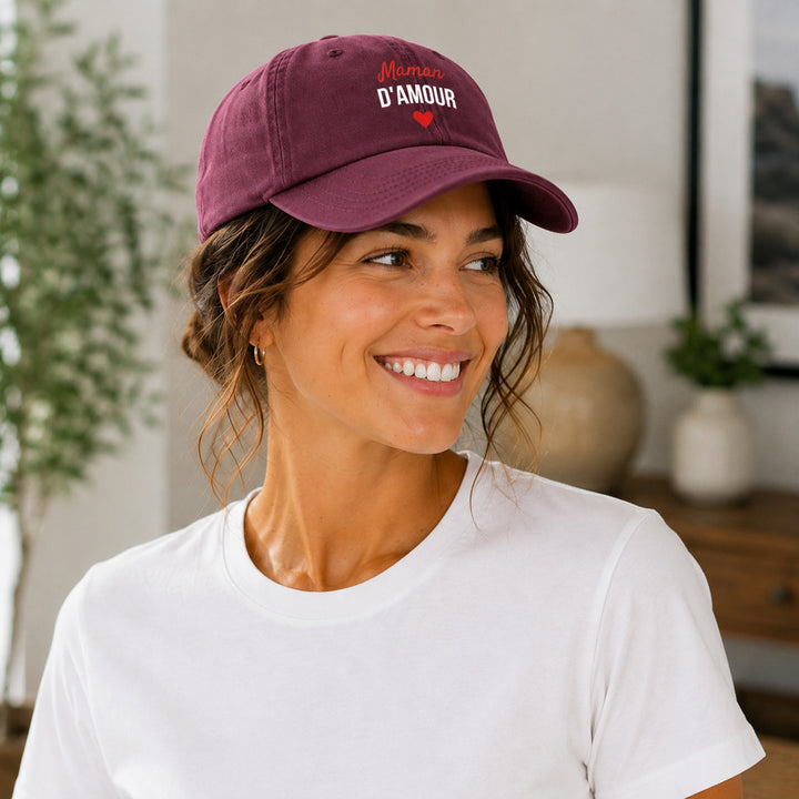 Casquette Maman d'amour rouge portée