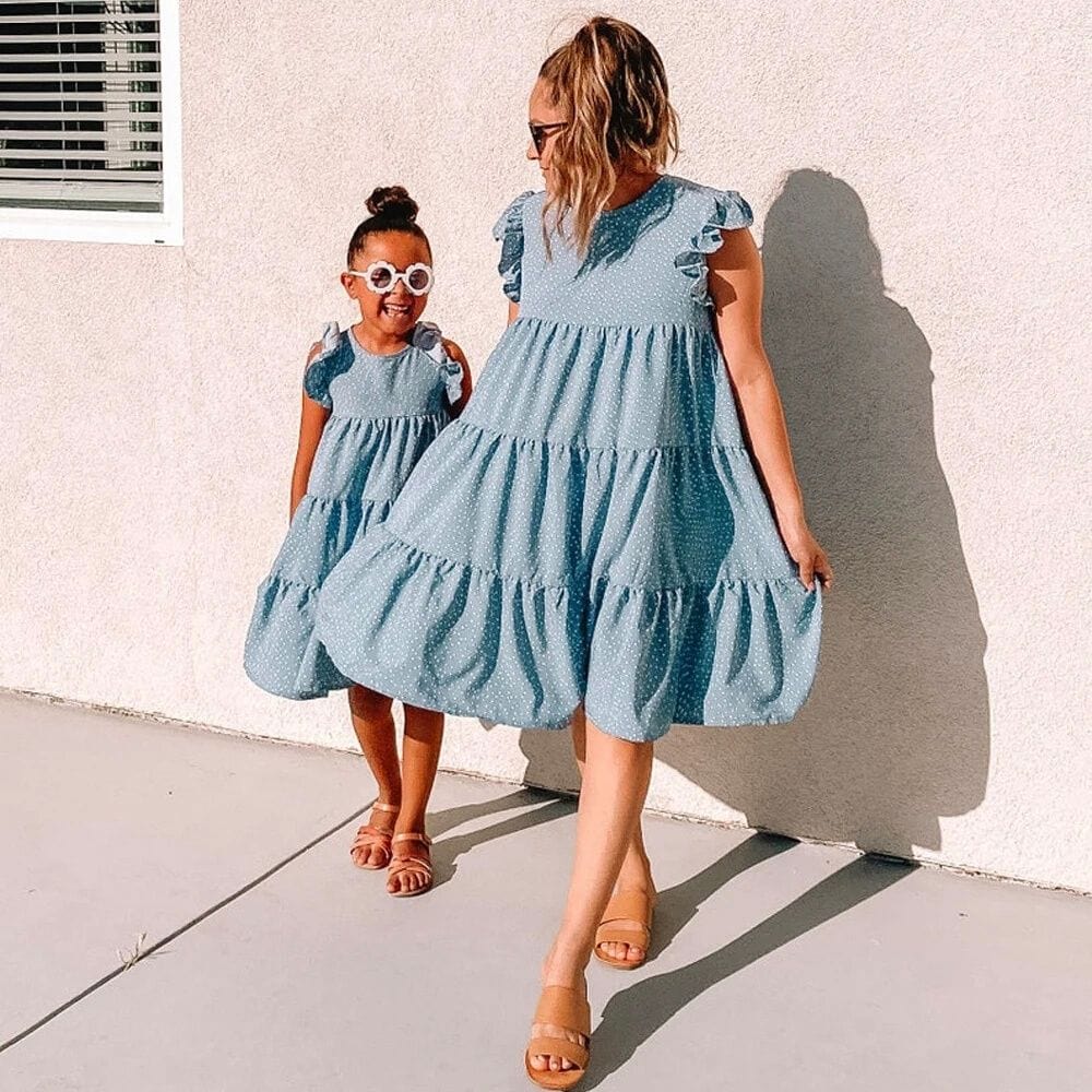 Robe Assortie Maman Et Fille Bleu / Maman S