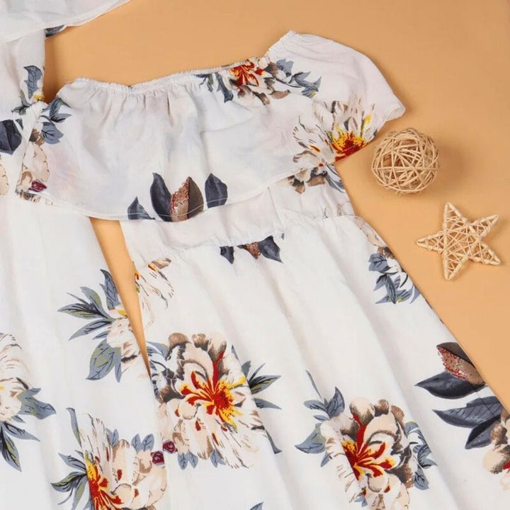 Robe Blanche Longue Assortie Mère Fille