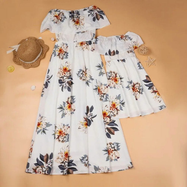 Robe Blanche Longue Assortie Mère Fille Blanc / Maman S