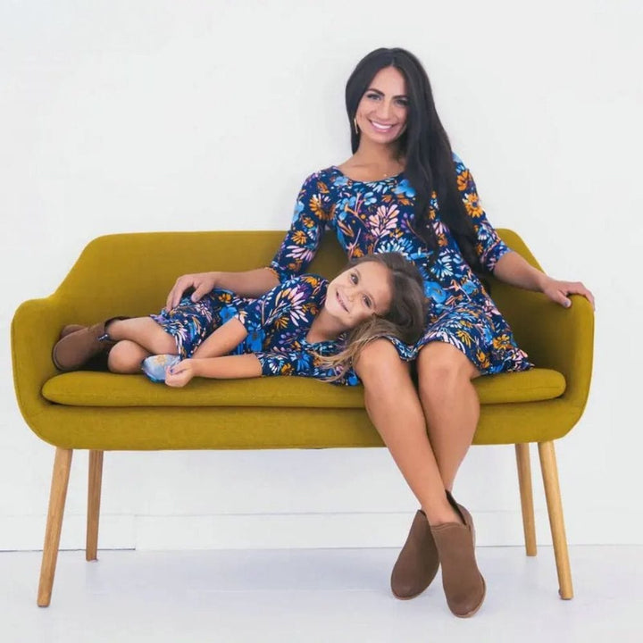 Robe Cocktail Bleu Marine Mère Fille