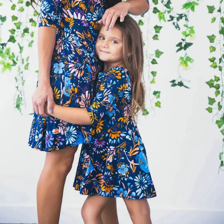 Robe Cocktail Bleu Marine Mère Fille