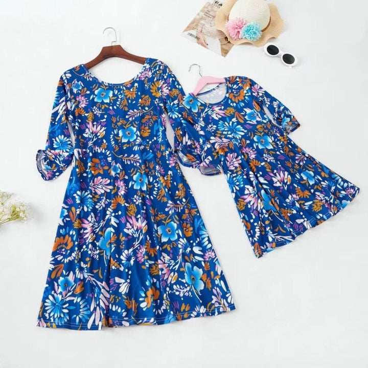Robe Cocktail Bleu Marine Mère Fille