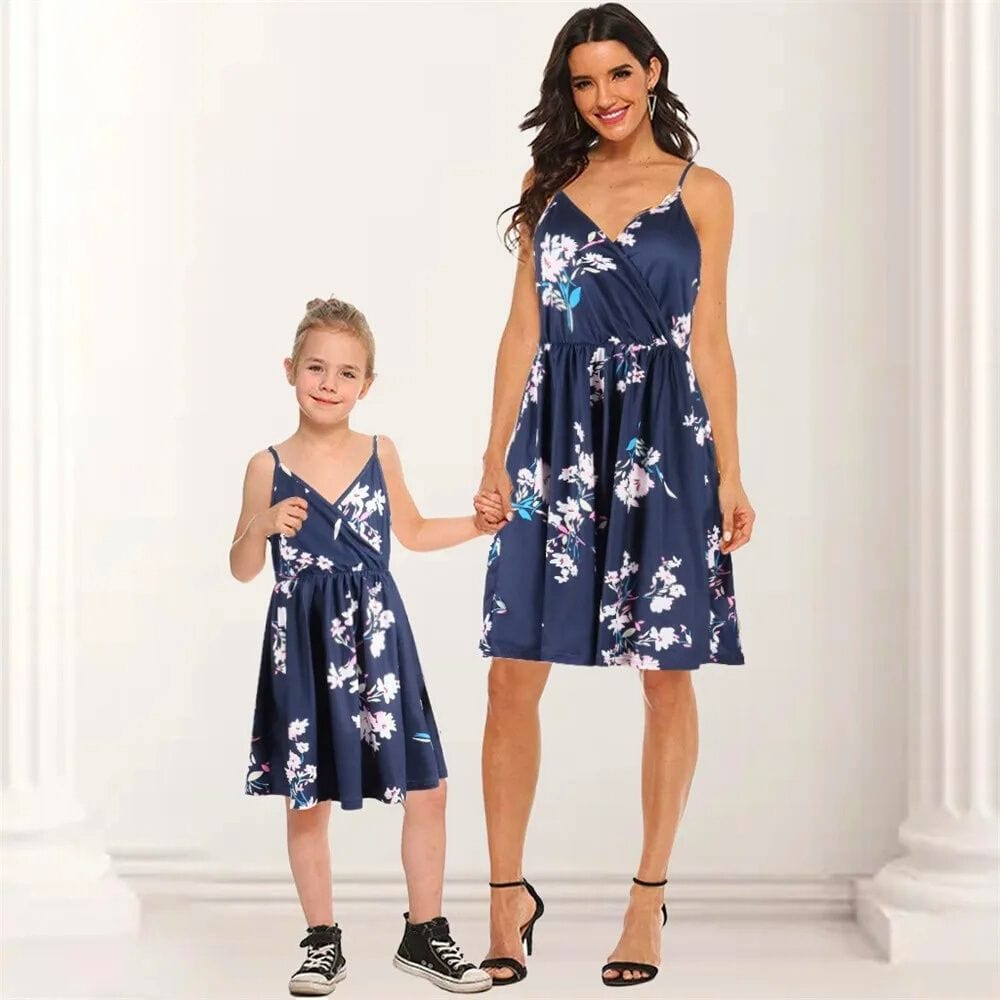 Robe Cocktail Bleu Marine Mère Fille Bleu Marine / Maman S