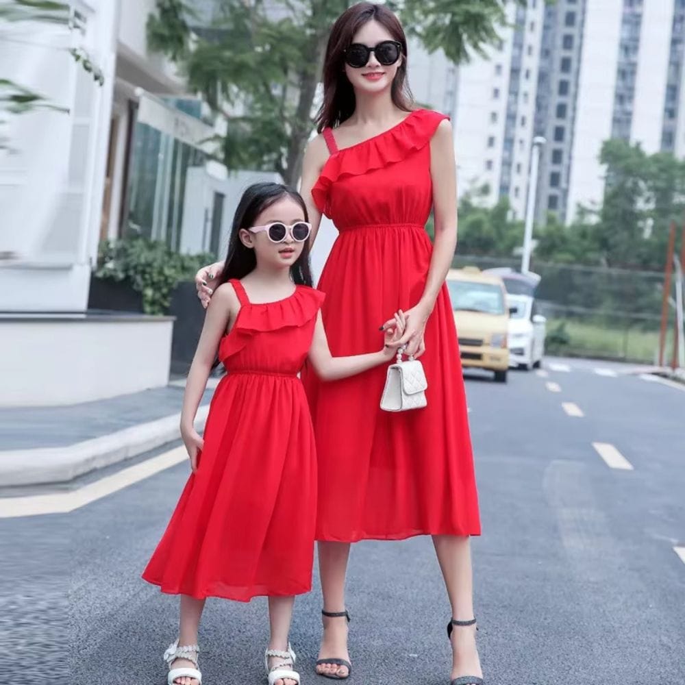 Robe Cocktail Mère Fille Rouge / Maman S
