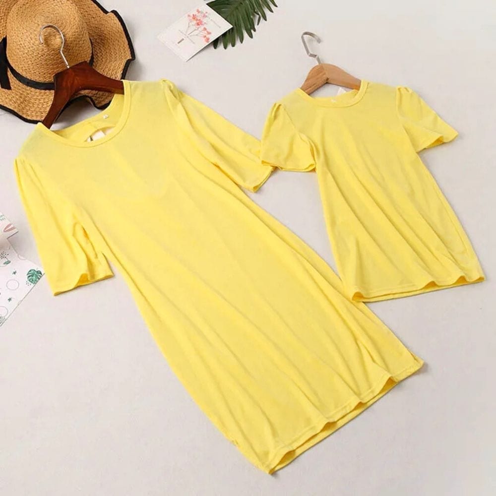 Robe De Soirée Rouge Mère Fille Jaune / Maman  S