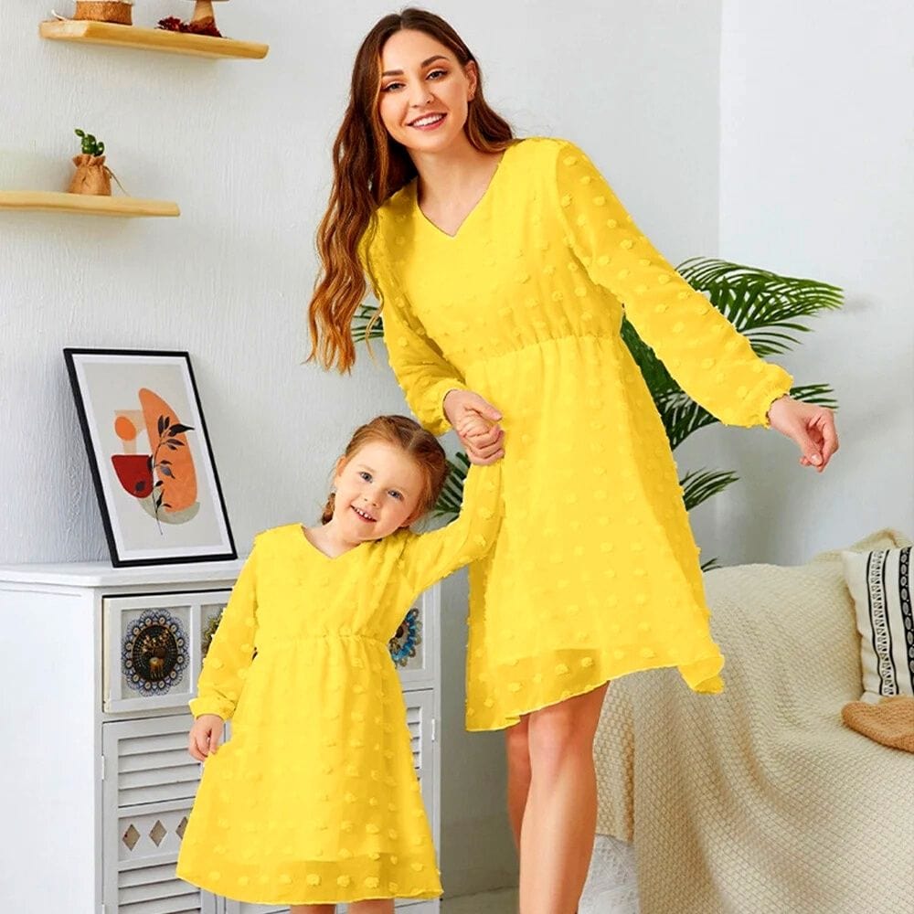 Robe Jaune Assortie Mère Et Fille Jaune / Maman S