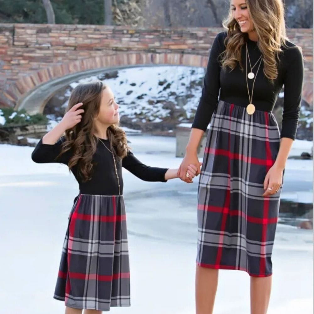 Robe Mère Fille À Carreaux