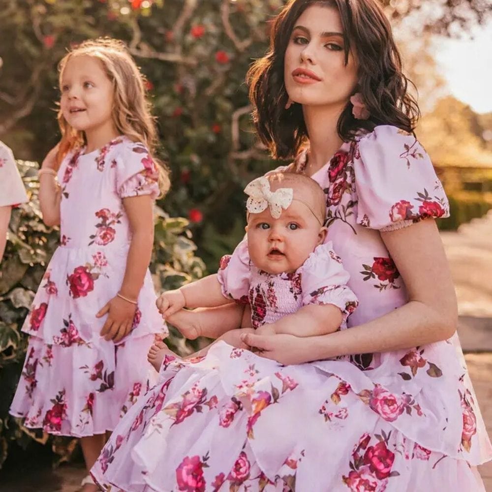 Robe Mère Fille Bébé Rose / Maman S