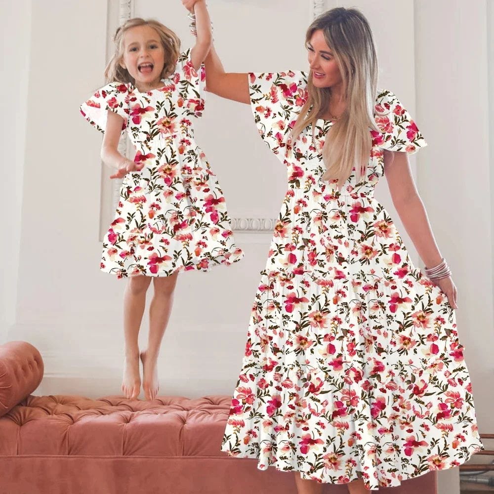 Robe Mère Fille Bohème Blanc / Maman S