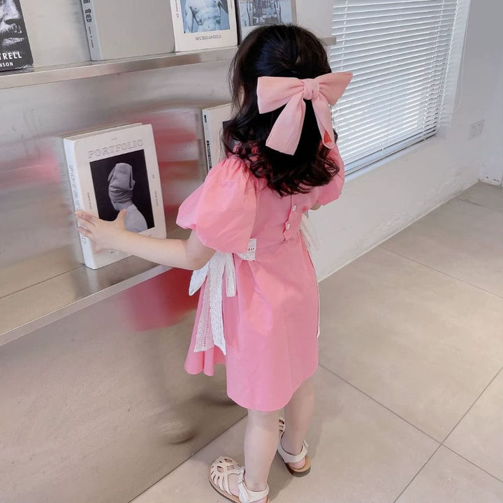 Robe Mère Fille Courte Rose