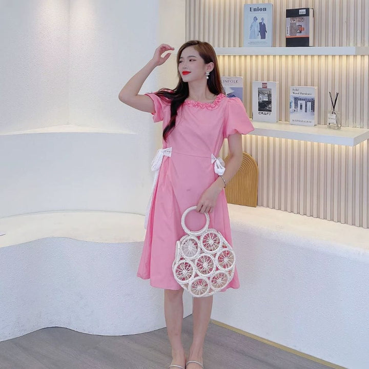 Robe Mère Fille Courte Rose