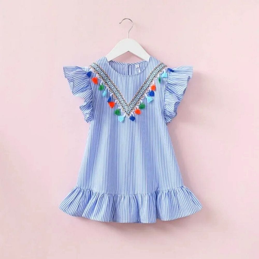 Robe Mère Fille Été Assorties Bleu / Manches Court / Maman S