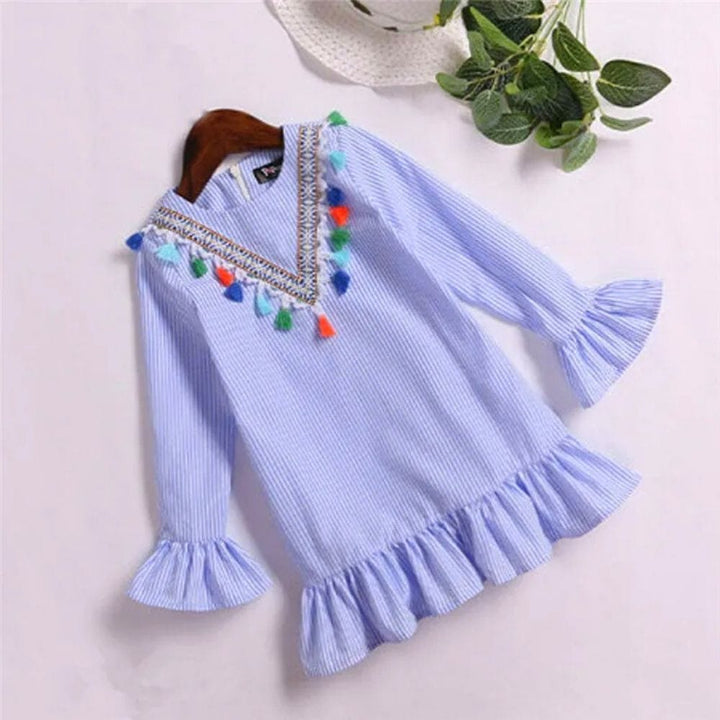 Robe Mère Fille Été Assorties Bleu / Manches longs / Maman S