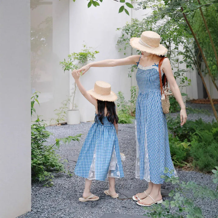 Robe Mère Fille Identique Bleue