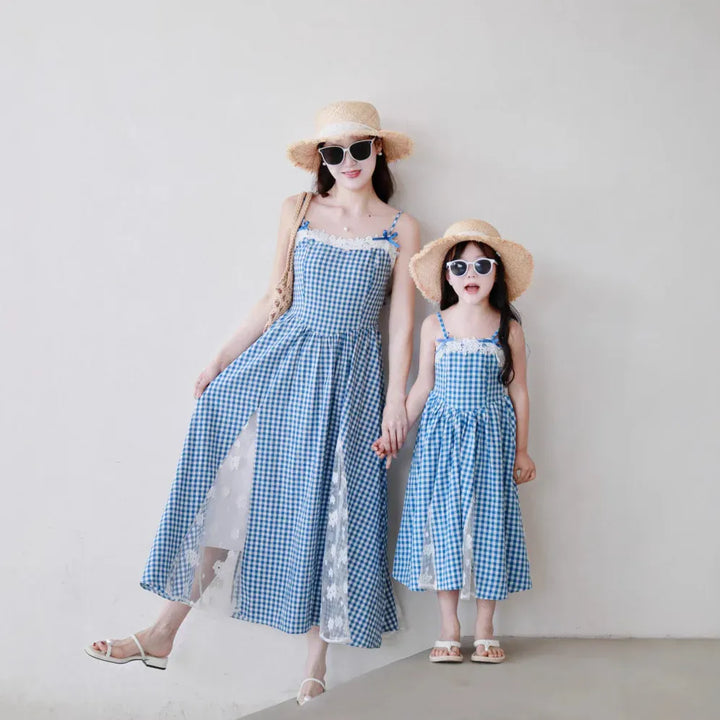 Robe Mère Fille Identique Bleue