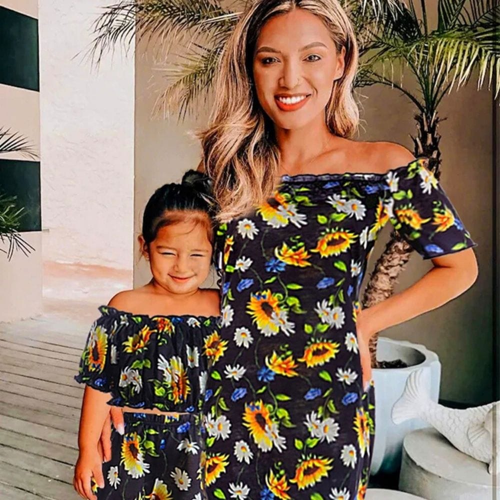 Robe Mère Fille Imprimer Fleurs