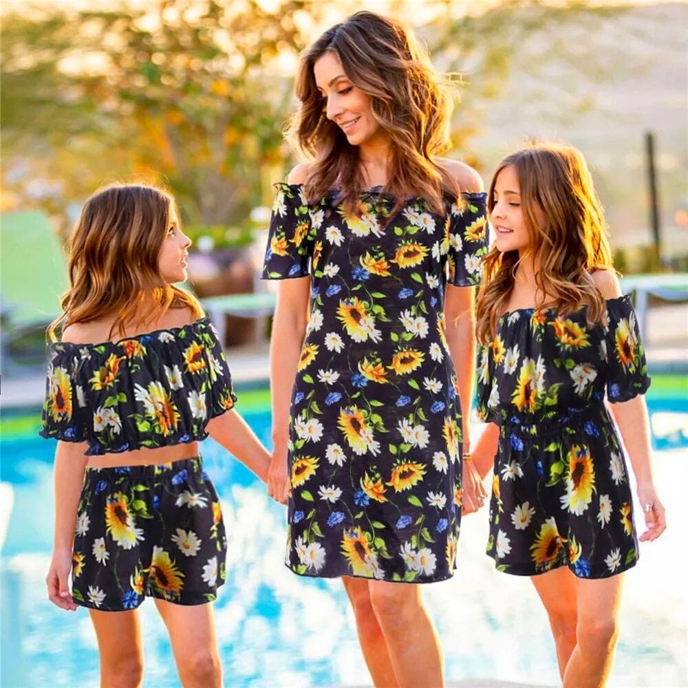 Robe Mère Fille Imprimer Fleurs