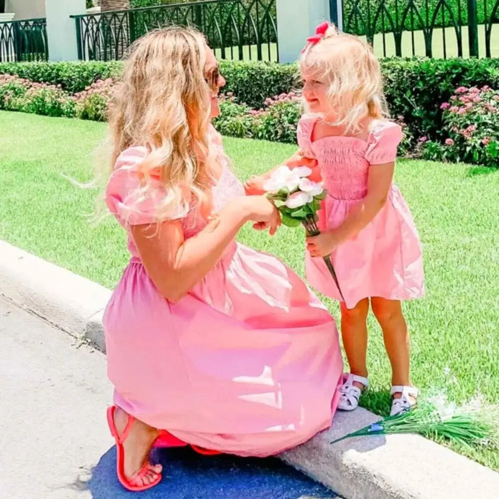 Robe Mère Fille Rose Rose / Maman S