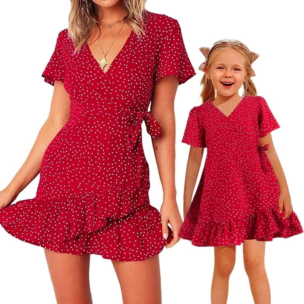 Robe Mère Fille Rouge